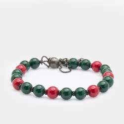 Gucci Red & Green Lacquer Beaded San Valentino Bracelet 17