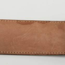 Pre Owned Gucci Brown Leather and Canvas Web Interlocking G Buckle Belt 85CM