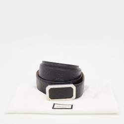 مملوكة مسبقًا Gucci Black Guccissima Leather Buckle Belt 120 CM