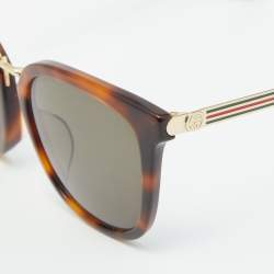 Gucci Brown Havana/Grey GG0079SK Aviator Sunglasses