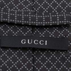 Pre Owned Gucci Black Diamante Silk Jacquard Tie