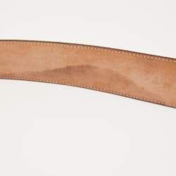 Pre Owned Gucci White/Red GG Supreme Canvas and Leather Anchor Buckle Belt 90CM