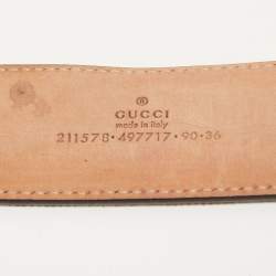 Pre Owned Gucci White/Red GG Supreme Canvas and Leather Anchor Buckle Belt 90CM