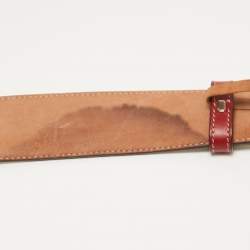 Pre Owned Gucci White/Red GG Supreme Canvas and Leather Anchor Buckle Belt 90CM