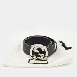 Gucci Black Supreme Canvas Interlocking G Belt 90CM