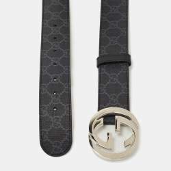 Gucci Black Supreme Canvas Interlocking G Belt 90CM