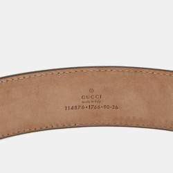 Pre Owned Gucci Dark Blue GG Imprime Coated Canvas Interlocking G Belt Size 90CM