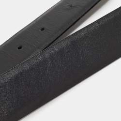 Pre Owned Gucci Black/Brown Leather Interlocking G Square Buckle Belt 90CM