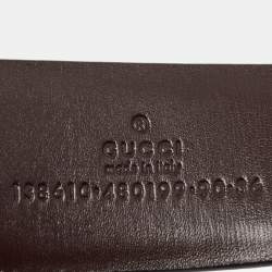 Pre Owned Gucci Black/Brown Leather Interlocking G Square Buckle Belt 90CM