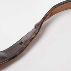 Pre Owned Gucci Dark Brown Leather and Canvas Web Buckle Belt 85CM