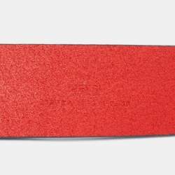 Pre Owned Gucci Red Leather G Buckle Belt 95CM