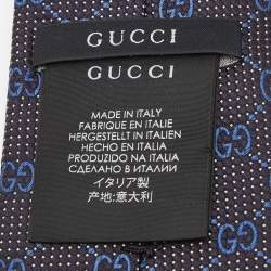 Gucci Navy Blue GG Deiene Silk Tie