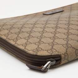 Gucci Beige GG Supreme Canvas Document Portfolio Case