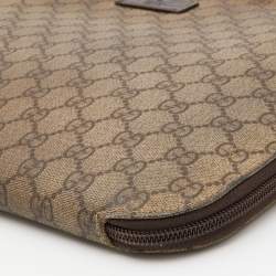 Gucci Beige GG Supreme Canvas Document Portfolio Case