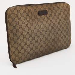 Gucci Beige GG Supreme Canvas Document Portfolio Case