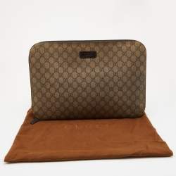Gucci Beige GG Supreme Canvas Document Portfolio Case