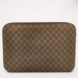 Gucci Beige GG Supreme Canvas Document Portfolio Case