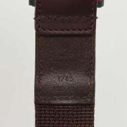 Pre Owned Gucci Dark Brown Canvas and Leather Web Buckle Belt 105CM