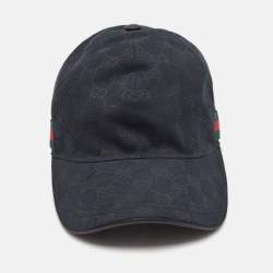 Gucci Black Guccissima Canvas Web Detail Baseball Cap S