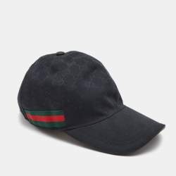 Gucci Black Guccissima Canvas Web Detail Baseball Cap S