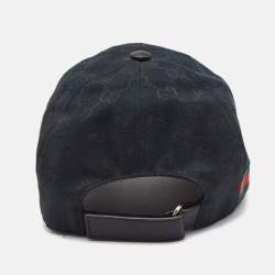 Gucci Black Guccissima Canvas Web Detail Baseball Cap S