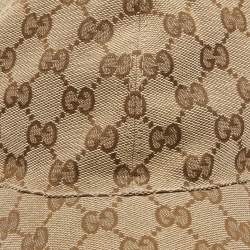 Gucci Beige GG Canvas Web Trim Detail  Baseball Cap L