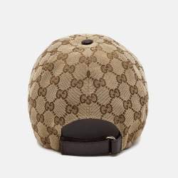 Gucci Beige GG Canvas Web Trim Detail  Baseball Cap L