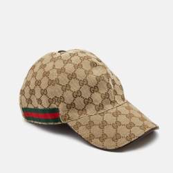 Gucci Beige GG Canvas Web Trim Detail  Baseball Cap L
