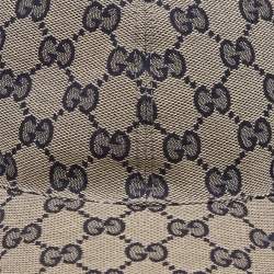 Pre Owned Gucci Beige & Navy Blue Guccissima Web Stripe Detail Baseball Cap M