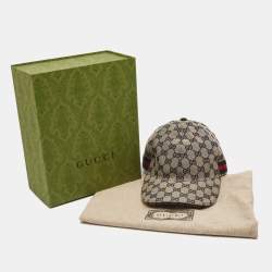Pre Owned Gucci Beige & Navy Blue Guccissima Web Stripe Detail Baseball Cap M