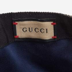 Pre Owned Gucci Beige & Navy Blue Guccissima Web Stripe Detail Baseball Cap M