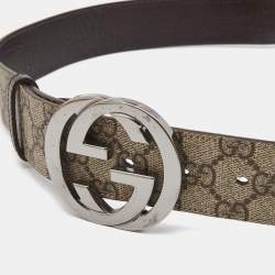 Interlocking buckle leather belt Gucci Beige size 90 cm in Leather