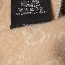 Gucci Beige GG Web Striped Cashmere Scarf