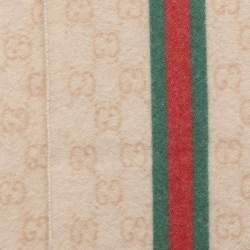 Gucci Beige GG Web Striped Cashmere Scarf
