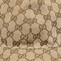 Pre Owned Gucci Beige/Ebony Web Detail Original GG Canvas Baseball Hat L