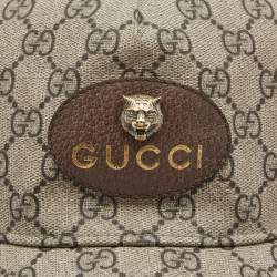 Pre Owned Gucci Beige Tiger GG Supreme Canvas Baseball Cap M