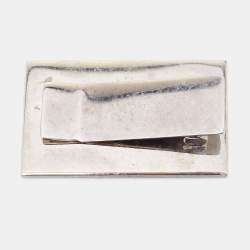 Pre Owned Gucci Silver Tone Web Money Clip