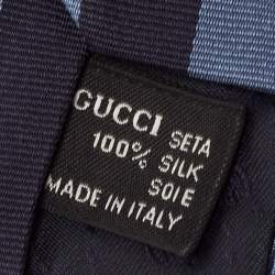 Pre Owned Gucci Navy Blue Diagonale Striped Silk Tie