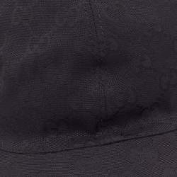 Pre Owned Gucci Black GG Supreme Web Detail Cotton Blend Baseball Cap S