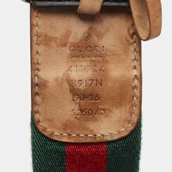 Gucci Black Web Canvas and Leather Interlocking G Buckle Belt 90CM