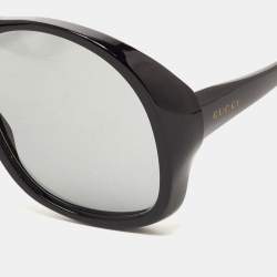 Pre Owned Gucci Black/Grey GG0243S Oversized Round Sunglasses