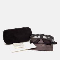 Pre Owned Gucci Black/Grey GG0243S Oversized Round Sunglasses