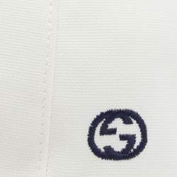 Gucci White Logo Embroidered Cotton Canvas Baseball Cap M