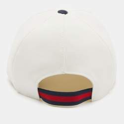 Gucci White Logo Embroidered Cotton Canvas Baseball Cap M