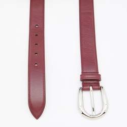 Pre Owned Gucci Burgundy Leather Buckle Belt 90CM