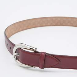 Pre Owned Gucci Burgundy Leather Buckle Belt 90CM