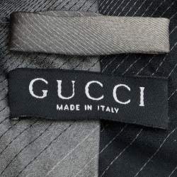 Pre Owned Gucci Dark Grey Ombre Diagonal Striped Silk Tie