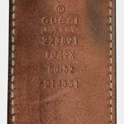 Pre Owned Gucci Black GG Imprime Coated Canvas Interlocking G Belt Size 80CM