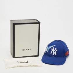 Pre Owned Gucci Blue NY Yankees Bird Embroidered Cotton Baseball Cap 