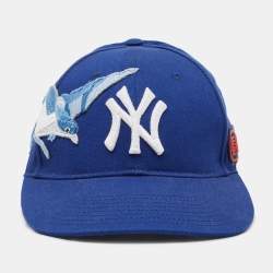 Pre Owned Gucci Blue NY Yankees Bird Embroidered Cotton Baseball Cap 